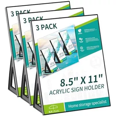 Acrylic Sign Holder 8.5 X 11 Slant Back Sign Holder Stands For Display Outdoo... • $27.64