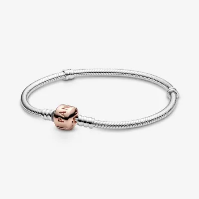 $60 • Buy Genuine Pandora Moments Snake Chain 17cm, Silver + Rose Gold Plated Clasp