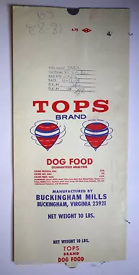 $18 • Buy LARGE Vintage Paper Sack Bag, TOPS DOG FOOD, BUCKINGHAM MILLS, BUCKINGHAM VA 80