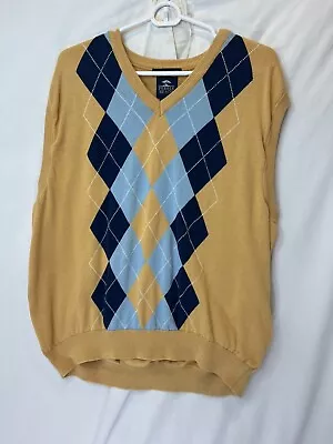 Pebble Beach Yellow Blue Argyle Sweater Vest Golf V Neck Grandpacore Size XL • $13.67