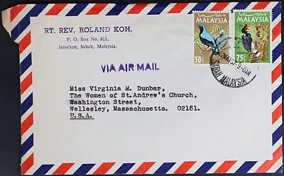 MayfairStamps Malaysia 1967 Jesselton Sabah To Wellesley MA Air Mail Cover Aah_9 • $1