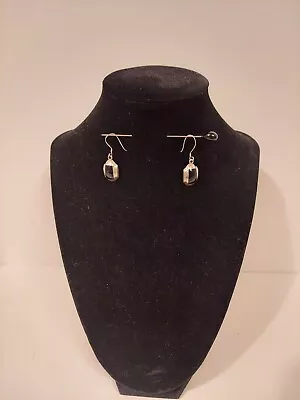 Sterling Silver 925 Black Onyx Dangle Pierced Earrings Mexico • $20