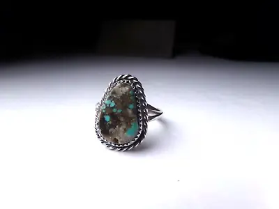 Vtg Size 6 Navajo Indian 1950's Sterling Silver Blue Turquoise Stone Ring Nice  • $22.20