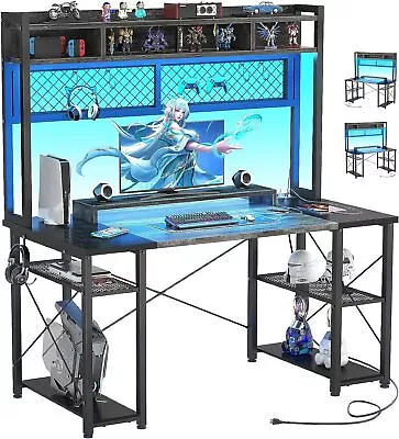 2023 Upgrade Gaming Desk With Hutch 48'' Magic Computer Desk With LED Lights • $339.99