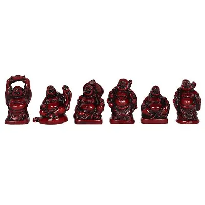 Set Of 6 Red Resin Buddhas • £16.50