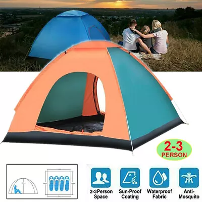 2-3 Person Camping Tent Waterproof Room Outdoor Hiking Backpack Fishing Festival • £18.99