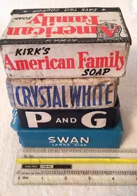 Vtg Lot Of 4 CRYSTAL WHITE SWAN P & G AMERICAN FAMILY SOAP Bars/  Antique • $19.95