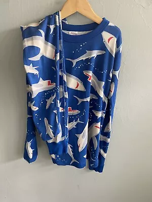 Hanna Andersson Boys Size 12 150cm Long John Pajamas Blue Shark • $16.99