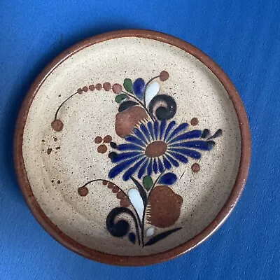 TONALA Mexican Folk Art Sandstone ASHTRAY Trinket Dish 5  Floral Motif Mexico • $14.99