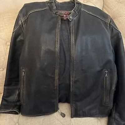 Marc New York Andrew Marc Distressed Leather Heavy Moto Jacket Mens Size M Biker • $110