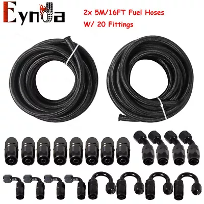 AN6 6AN Nylon Stainless Steel Braided Fuel Hose Fuel Adapter Kit Oil Line 32FT • $95.99