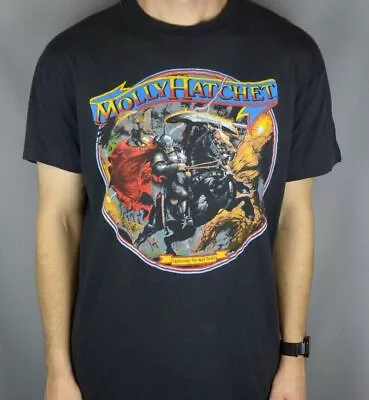 Vintage Molly Hatchet Hell Yeah 1988 T Shirt Cotton Black Full Size Unisex Shirt • $18.99