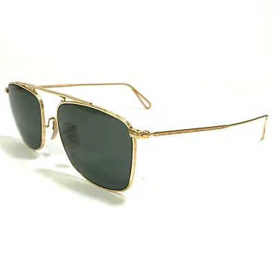 Vintage B&L Bausch & Lomb Ray-Ban Sunglasses Gold Square Aviators Green Lenses • $349.99