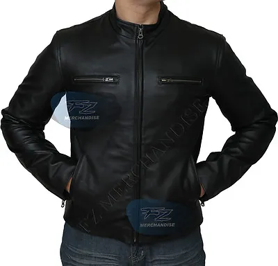 Fast And Furious 6 Cafe Racer Vin Diesel Black Motorcycle Biker Leather Jacket • $109.99
