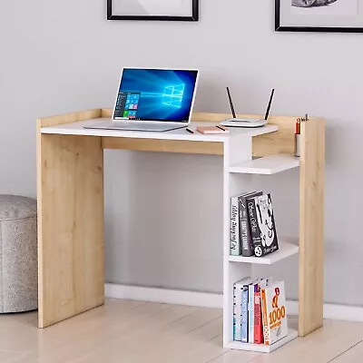 Computer Desk WoodOffice Desk Storage Shelves Study Table Multipurpose Desk • $64.99