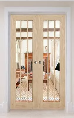 Rebated Door Pair Internal French Doors Langdale Clear Glass Oak Unfinished Pair • £299.99