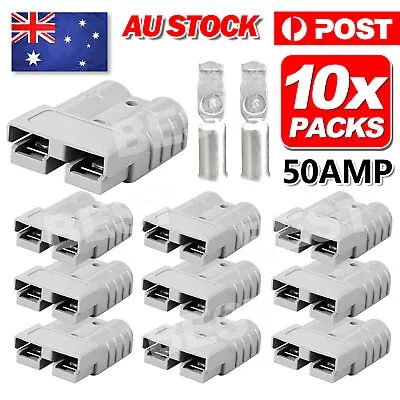 $12.80 • Buy 10 X Anderson Style Plug Connectors DC Power Tool 50 AMP 12-24V 6AWG AU