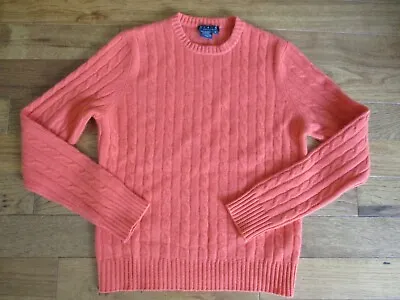 M-A-G Magaschoni Soft Thick 100% Cashmere Orange Cable Knit Sweater M EUC • $32