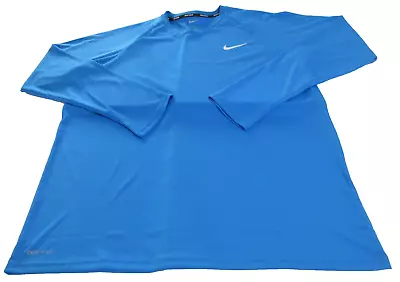 Nike Swim Dri-Fit Men's Long Sleeve UPF 40+ UV Hydroguard Blue Swim Shirt SizeXL • $29.99