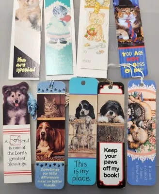 Vintage Bookmarks Cats And Dogs Lot Of 9 Antioch Sunshine Thoughts Pets • $10.99