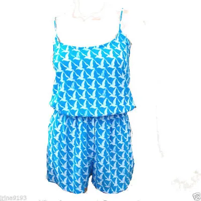 Motel Women`s Jumpsuit Seagull Print Blue Size XS Rayon • $11.18
