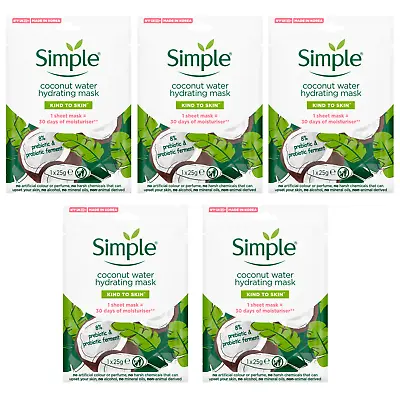 Simple Hydrating Coconut Water Sheet Mask With 8% Pre-Pro Biotich - 5 PACK • £9.99
