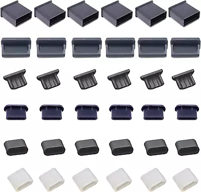 36 PCS 6 Types USB Anti Dust Cover Plugs Silicone Soft Micro USB Cap Port Prote • $13.90