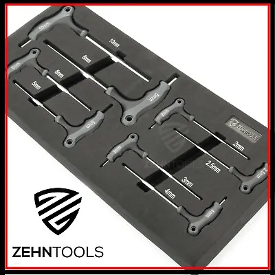 8pc T Bar Allen Keys Hex Wrench Set Handle In Foam Storage Tool Box Tray Metric • £19.99