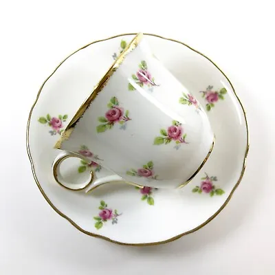 Vintage English Tea Cup And Saucer Pink Roses England Victoria Royal Kent • $11.97