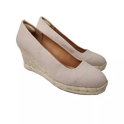 J. Crew Womens Seville Wedge Canvas Espadrilles 10.5 Shoes Natural Beige Tan  • $49.99