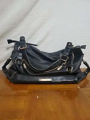 Miss Gustto Extra Large Black Faux Leather Shoulder Bag Purse Many Pockets • $24.95