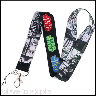 Star Wars  LANYARD.  Key ID Card Holder. WorkTravelCruise. Black/White & Title • $9.95