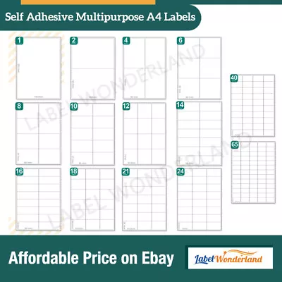 £3.29 • Buy Labels - Self Adhesive Sticky White A4 Address Labels For Inkjet  Laser Printer