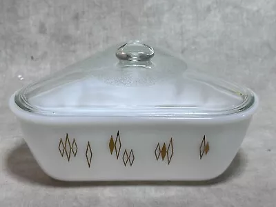 Mid Century Modern Vintage Triangle Casserole Atomic Diamond By Inland Glass • $34.95