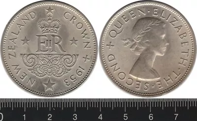$19.99 • Buy New Zealand: 1953 Coronation Crown QEII Five Shillings 5/- Copper-nickel