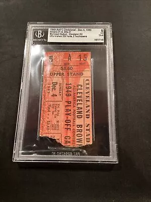 1949 AAFC Divisional Cleveland Browns Playoff Football Otto Graham Ticket 5 EX • $299.99