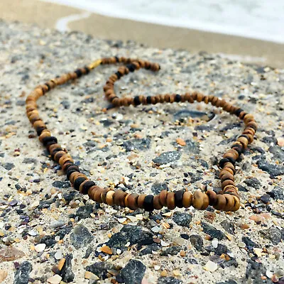 Vintage Men's Surfer Seed Necklace Hippie Beach Beaded Choker African Jewelry • $24.99