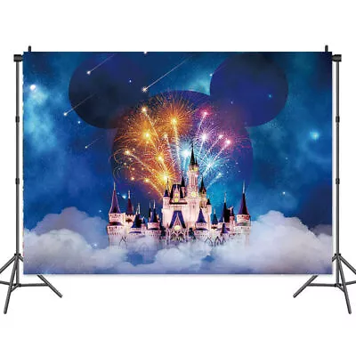 Mickey Mouse Castle Backdrop Props Birthday Party Photo Background Banner Decor • $19.78