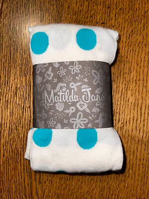 Matilda Jane Perfectly Paired Footed Tights Polka Dot NWT  16 Aqua Turquoise • $13.95