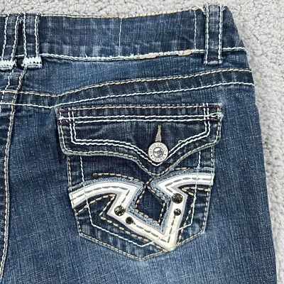 $19.20 • Buy Hydraulic Jeans Womens 32x32 Blue Lola Boot Cut Rhinestone Embellished Dark Wash