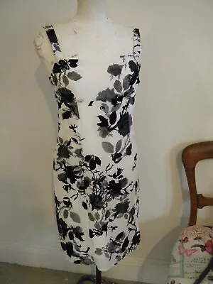 Charlotte Halton Black White Bodycon Dress Size 10 Cruise Cocktail Holiday Smart • £6