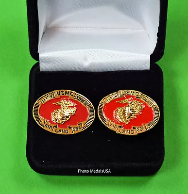 Marine Corps Air Land Sea Cuff Links In Gift Box -  USMC Cufflinks • $24.49