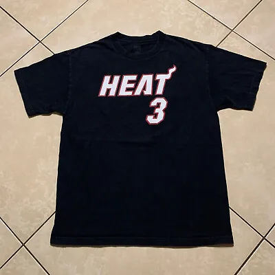 Miami Heat Dwyane Wade #3 NBA Basketball T-Shirt Mens Size Large HOF Black • $19.95