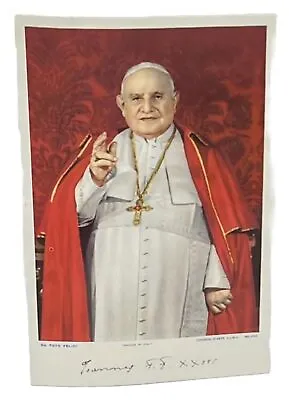 Vintage Original Pope John XXIII Holy Prayer Card Signature Vatican Relic • $21