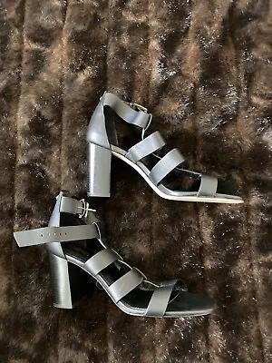 New No Box/Tag Michael Kors Womens Black Leather Gladiator Sandals Heels Sz US 8 • $73