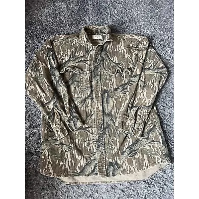 Vintage Mossy Oak Tree Stand Camouflage Button Up Shirt B1 • $59.99