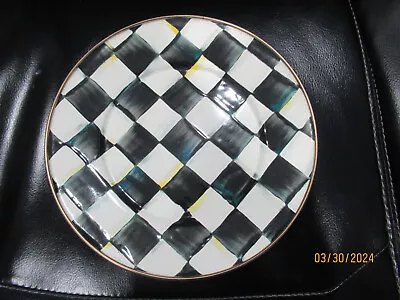 MACKENZIE CHILDS Courtly Check   Enamel Black White Plate  8.25  Lot 1 • $44