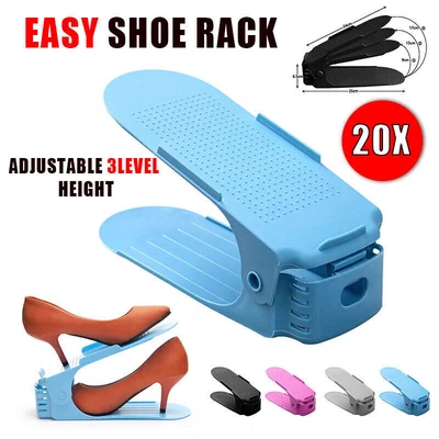 $24.45 • Buy 20X Shoe Rack Display Case Box Adjustable Slots Organizer Storage Holder AU