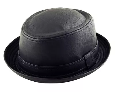 K.ICE Co PORK PIE HEISENBERG BREAKING BAD Faux Leather Texture Matte Black Hat • $59.57