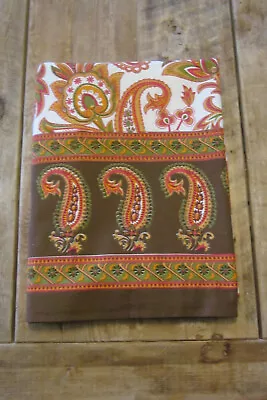  Mahogany  Tablecloth 58 X90  100% Cotton Colorful Paisley On White W/ Border • $12.99